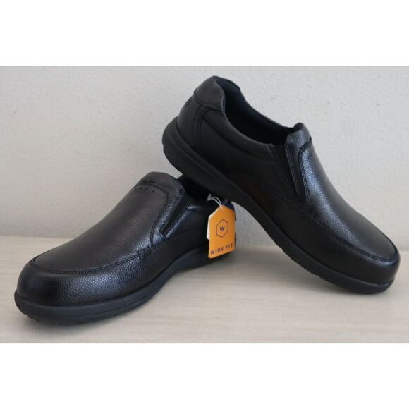 Nunn Bush 84696 Men Sz 12W Black Tumble Leather Heritage Cam Slip-On Shoes - Picture 1 of 10